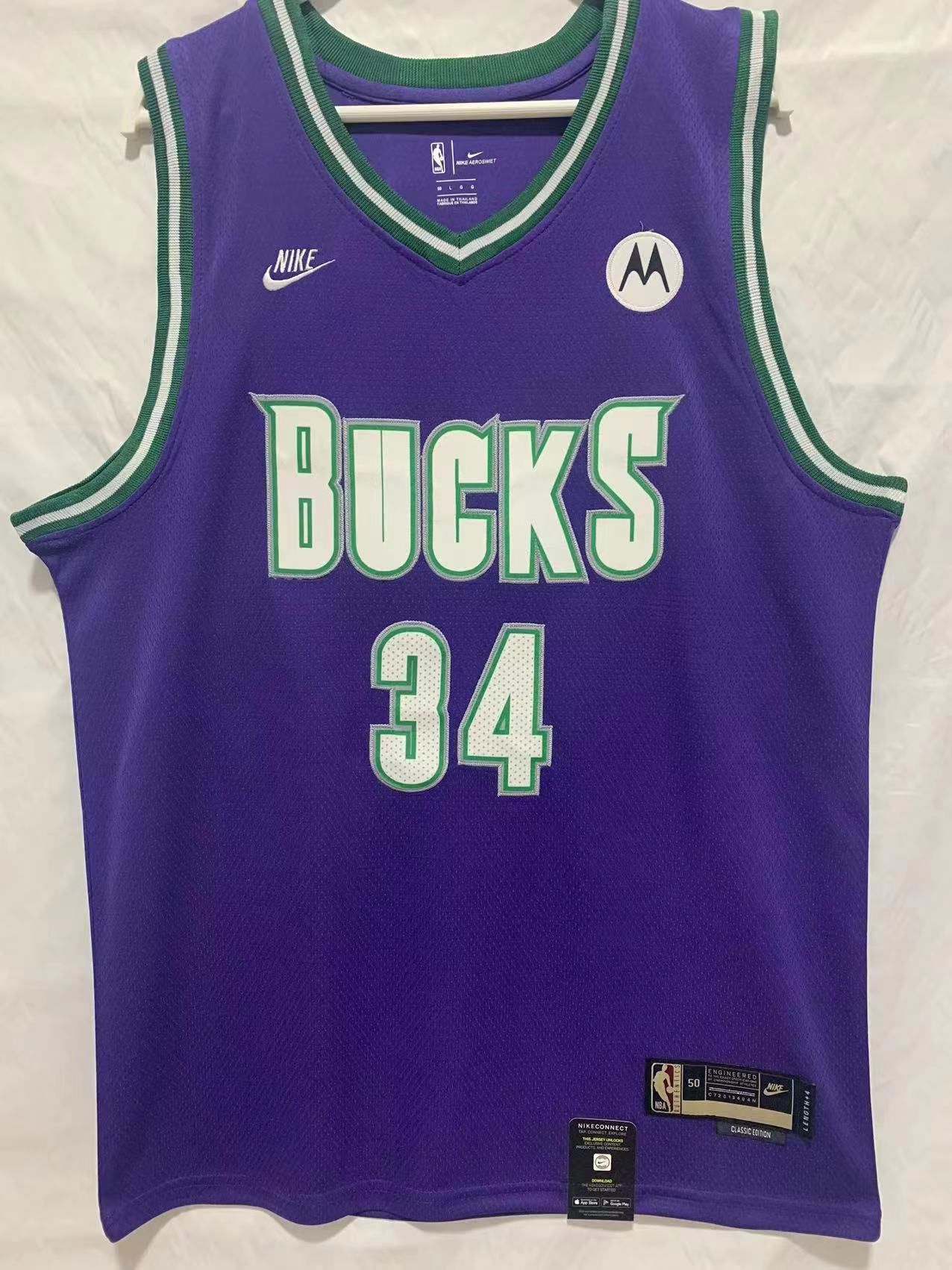 Men Milwaukee Bucks 34 Antetokounmpo Purple Throwback Nike Season 22-23 NBA Jersey